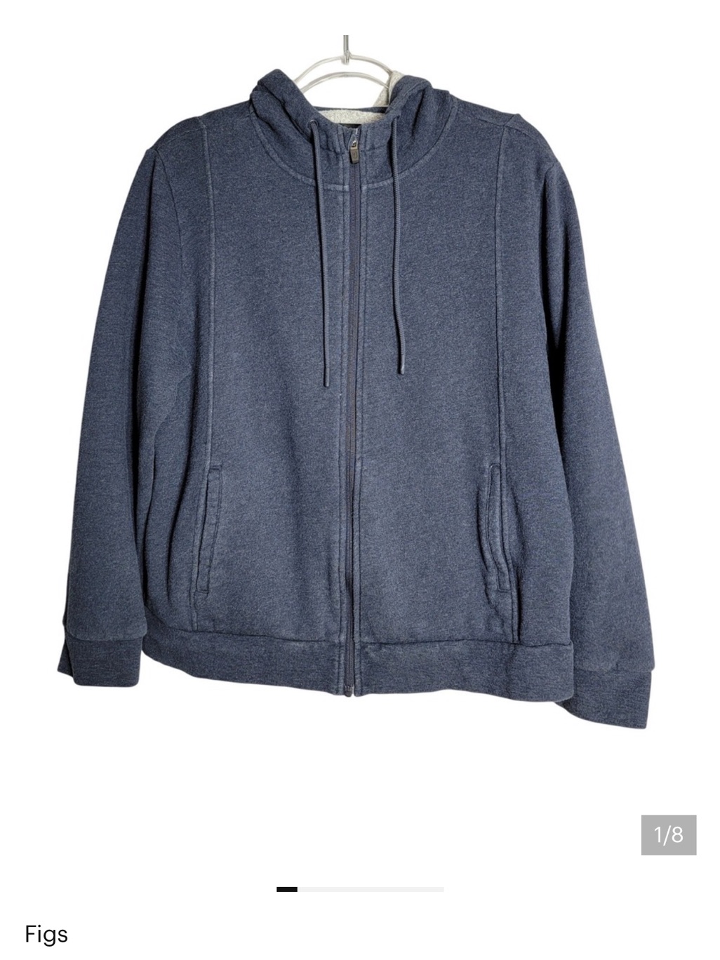 Figs Blue Full Zip Essential Hoodie